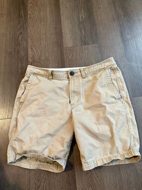 Abercrombie & Fitch Khaki Flat-Front Cotton Shorts